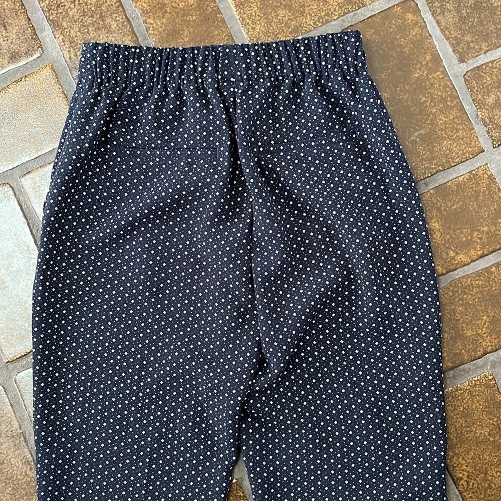 J. Crew Navy & White Printed High-Rise Cropped Slim Leg Trouser Pant